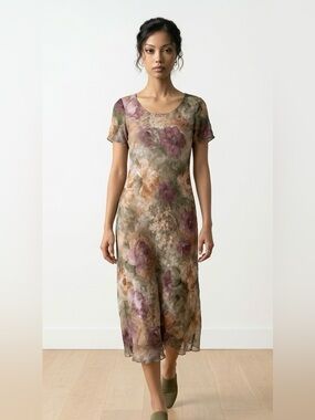 Vintage inspired Boho Floral Dress Earth Tones Mother of the Bride Wedding guest